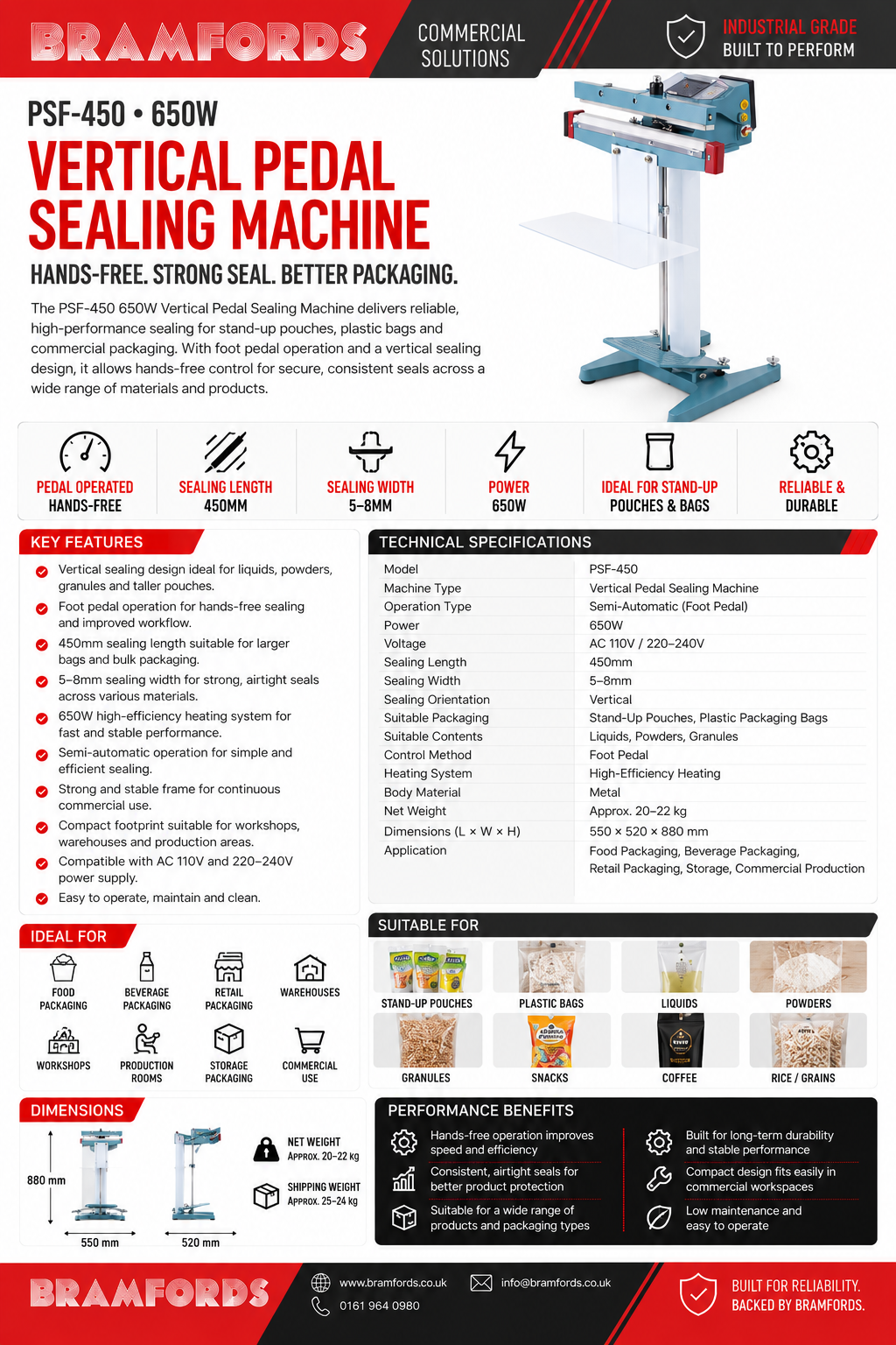 Bramfords PSF-450 Catalogue Page