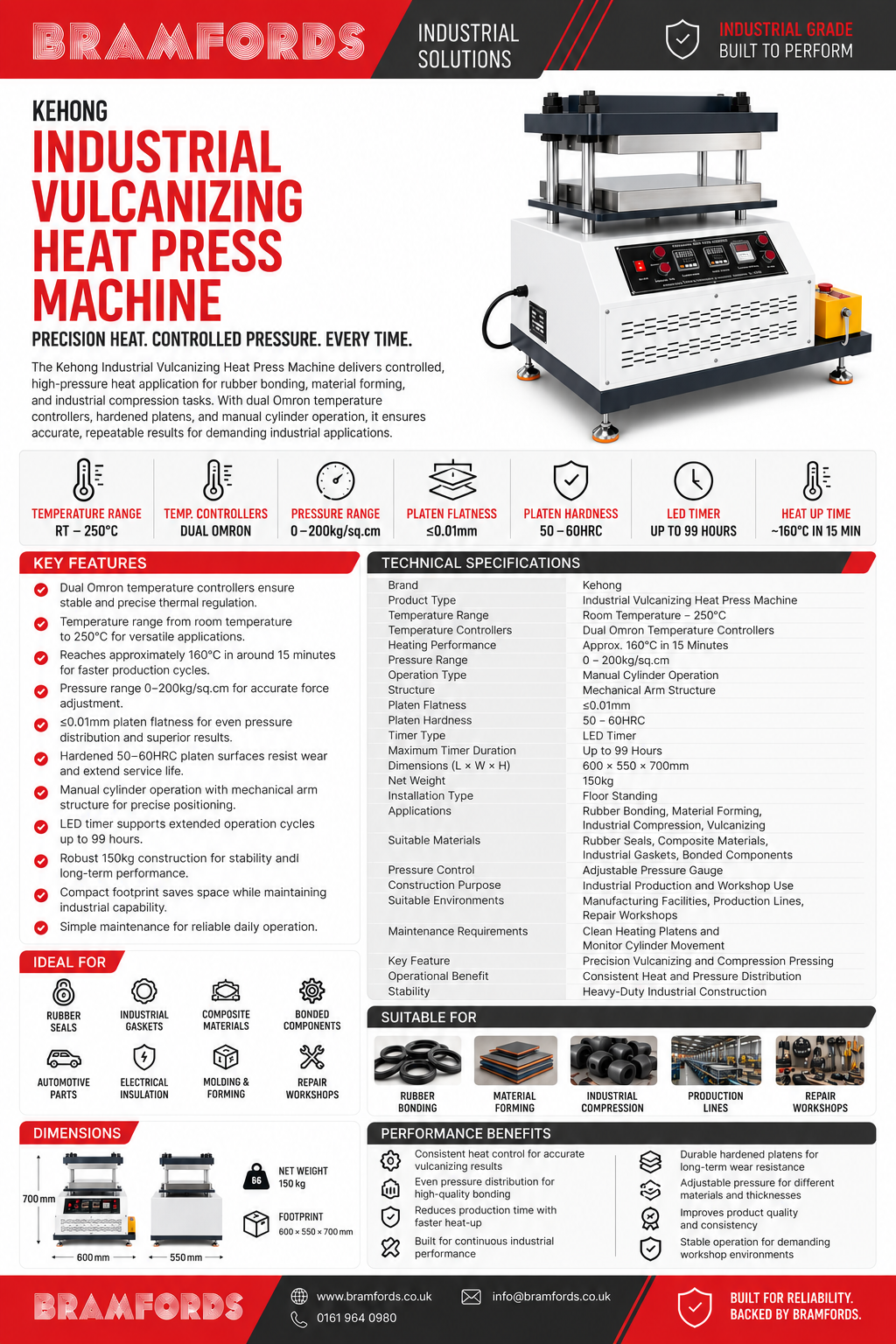 Bramfords Industrial Vulcanising Heat Press Machine Catalogue Page