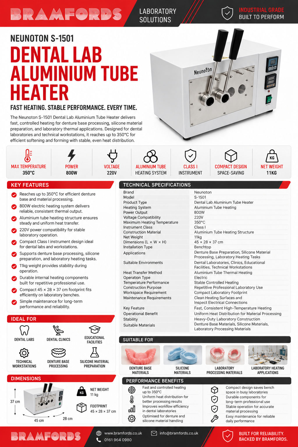 Bramfords Dental Lab Aluminium Tube Heater Catalogue Page