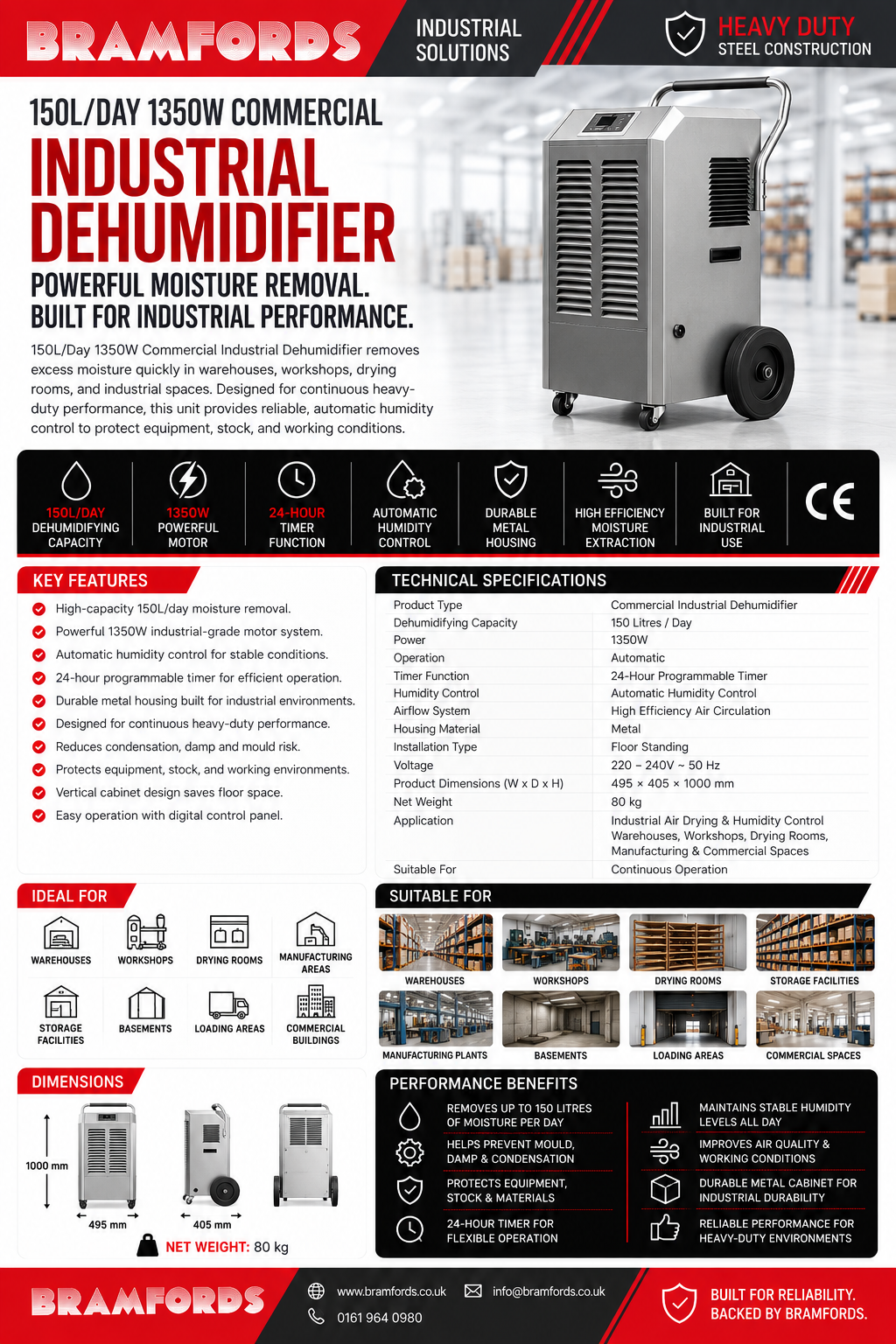 Bramfords 150L / Day Dehumidifier Catalogue Page