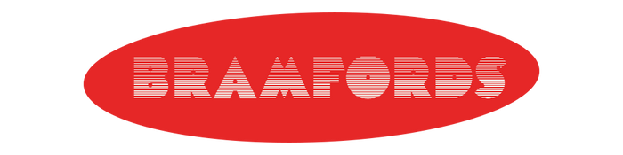 Bramfords logo on a red oval background