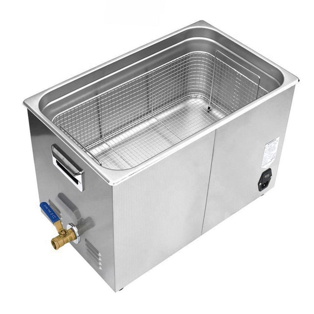 CJ-100S 30L ultrasonic cleaner with open stainless steel tank and removable wire cleaning basket