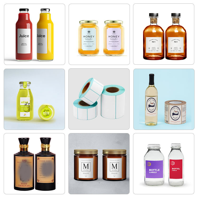 Examples of bottles, jars and cylindrical containers suitable for round bottle label application