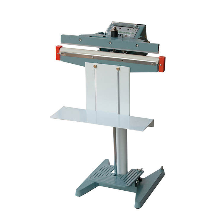 HIPAC PSF-450 vertical pedal sealer with adjustable shelf, sealing bar and floor-standing frame