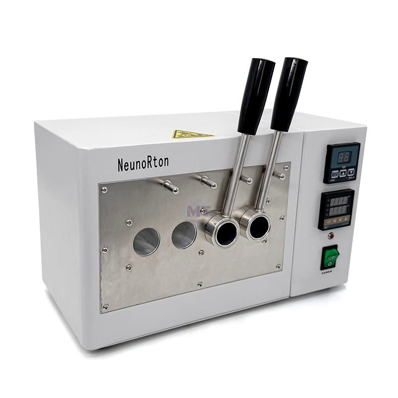 Dental laboratory aluminium tube heater with dual nozzles and front chamber openings