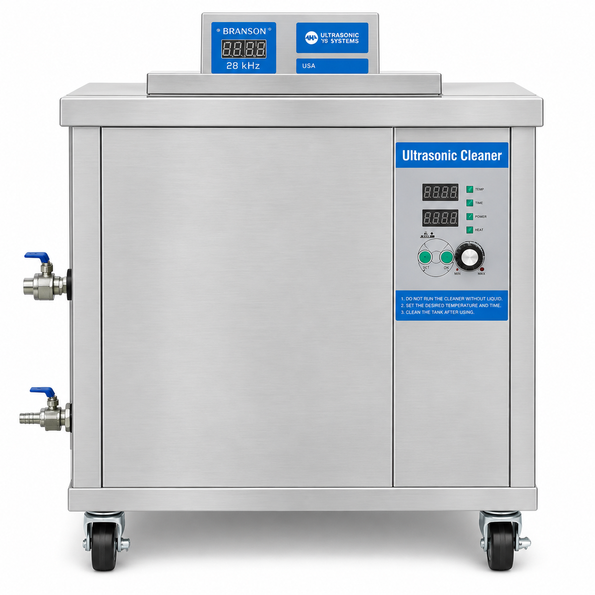 Industrial ultrasonic cleaner machine with stainless steel tank and front control panel