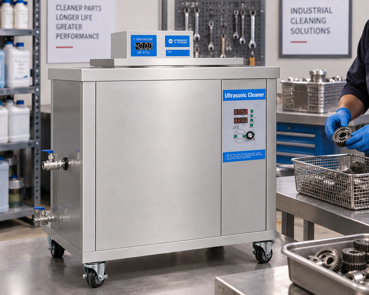 Stainless ultrasonic cleaner machine side view with digital display and stainless tank