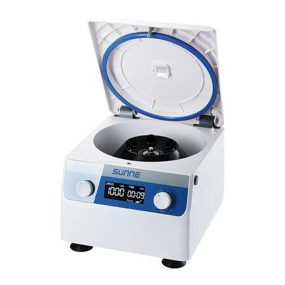 SUNNEN SN-LSC-4T laboratory centrifuge with open lid showing the multi-tube rotor