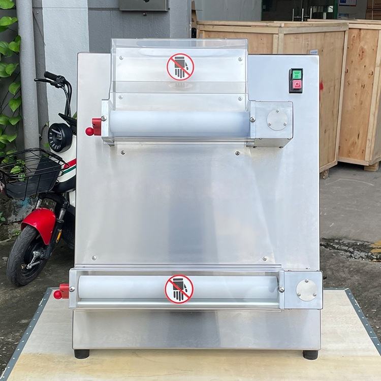 WK-PS400 pizza dough roller front view with indicator controls and automatic pressing rollers