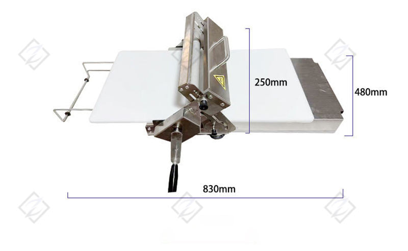 ZJ-300 foldable pastry sheeter with roller unit, work table and fold-out support legs